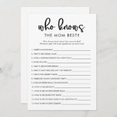 誰がママmommy赤ちゃんシャワー最高のゲームを知っている 招待状 (正面/裏面)