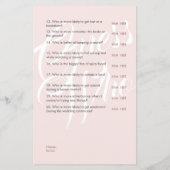 誰がミニマル結婚リストとブライダルシャワーゲーム (裏面)