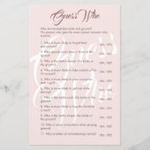 誰がミニマル結婚リストとブライダルシャワーゲーム (正面)