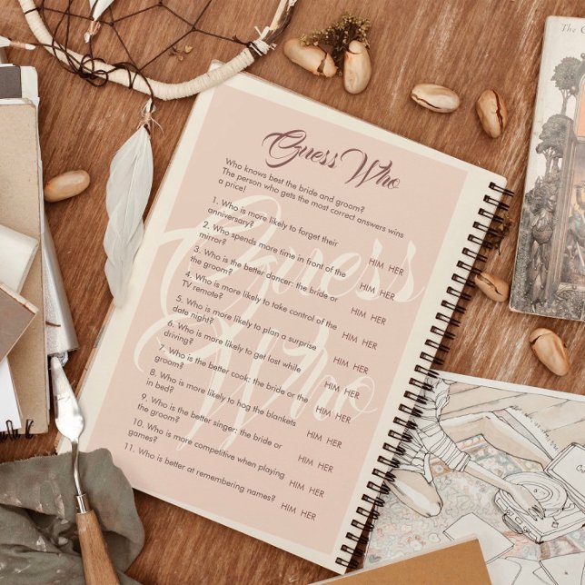 誰がミニマル結婚リストとブライダルシャワーゲーム (クリエイターアップロード済み)
