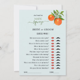 誰が'メイン絞り'ブライダルシャワーゲーム 招待状