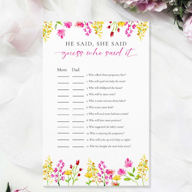 誰がワイルドフラワーベビーシャワーゲームと言ったか推測 (クリエイターアップロード済み)