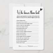 誰が一番よく知っている？ 結婚前のお祝いゲーム 招待状 (正面)