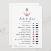 「誰が予想する」 Nautical Anchor ブライダルシャワーゲーム 招待状 (正面/裏面)