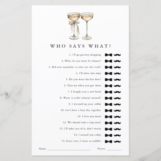 誰が何を言うシャンパンゲイウェディングシャワーゲーム (正面)