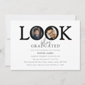 誰が卒業したか見てみて フォト 卒業パーティー 招待状 (正面)