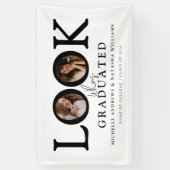 誰が卒業したか見てみて！写真付き合同卒業パーティー 横断幕 (縦)