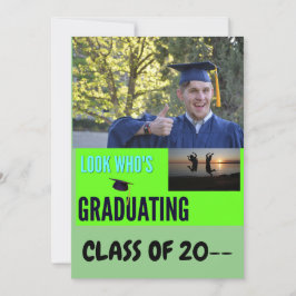 誰が卒業するのか！ 1枚の写真 緑 招待状