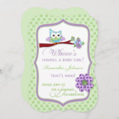 誰が女の子を産むの？フクロウシャワー招待状 招待状 (正面/裏面)
