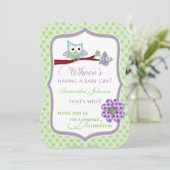 誰が女の子を産むの？フクロウシャワー招待状 招待状 (スタンド正面)