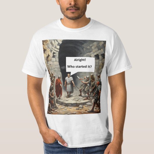 誰が始めたのか Tシャツ (正面)