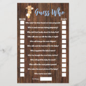 誰が小さなカウボーイ赤ちゃんシャワーゲームカードを推測 チラシ (正面)