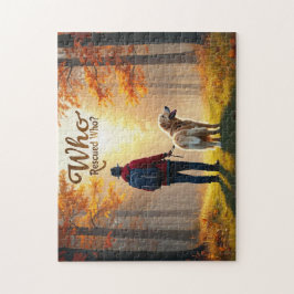 誰が救い出した人 – 男性ゴールデンレトリバーのハイキング ジグソーパズル