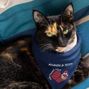誰が救った？Cat Adoption Name & Photo Navy バンダナ