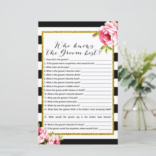 誰が新郎を知っ最高のている – ブライダルシャワーゲーム (スタンド正面)