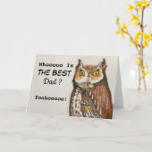 誰が最高のパパ?フクロウの水彩 カード (黄色い花)