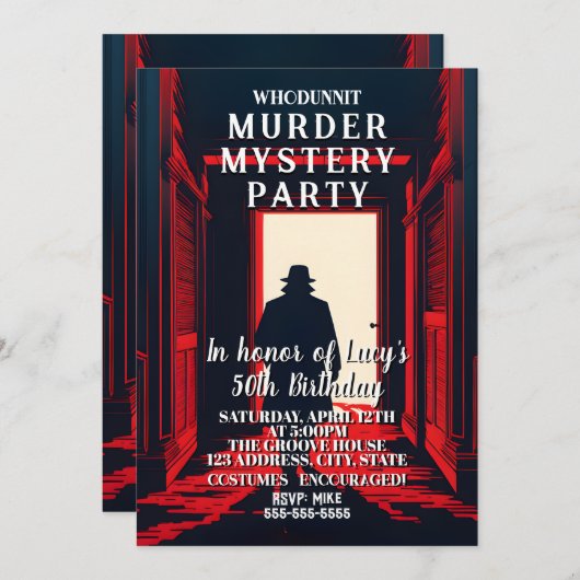 誰が殺したのか ミステリー殺人事件のディナー・パーティ 招待状 (正面/裏面)