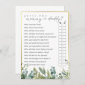 誰が母またはパパのベビーアニマルベビーシャワーゲームを推測 エンクロージャーカード (正面/裏面)