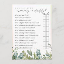 誰が母またはパパのベビーアニマルベビーシャワーゲームを推測