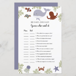 誰が海の赤ちゃんシャワーの下でゲームを言ったか推測