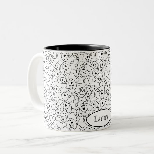 誰が犬を放り出した? ツートーンマグカップ (正面左)