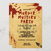 誰が犯人？殺人ミステリーの血まみれパーティー 40歳 50歳 60歳 招待状 (正面/裏面)