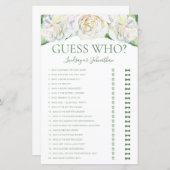 誰が白のバラエレガントスブライダルシャワーゲーム (正面/裏面)