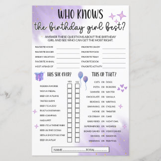 誰が知っている誕生日の女の最高の子のゲーム – 紫