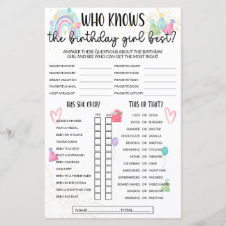 誰が知っている誕生日の女の最高の子ゲーム – Rainbow