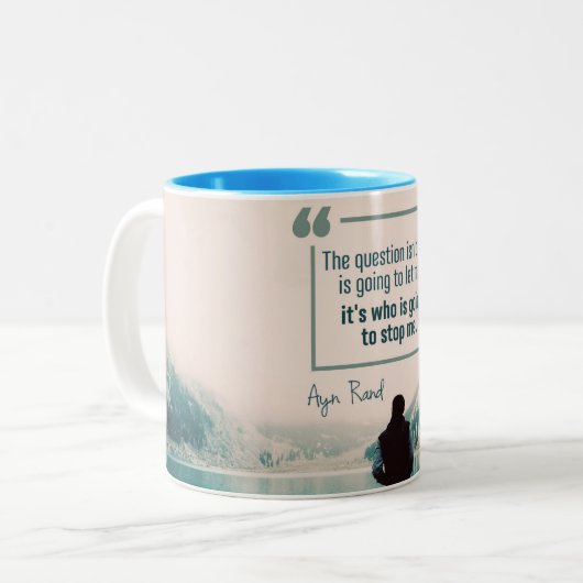 誰が私にストップ行く ツートーンマグカップ (正面左)