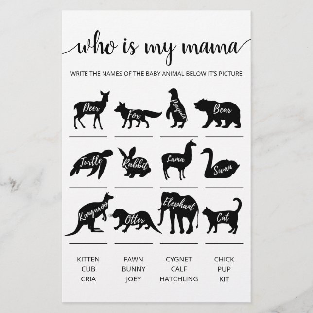 誰が私のママのゲームベビーシャワーパーティーゲーム (正面)