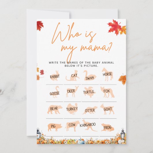 誰が私のママ赤ちゃんシャワーゲーム小さなかぼちゃだ 招待状 (正面)