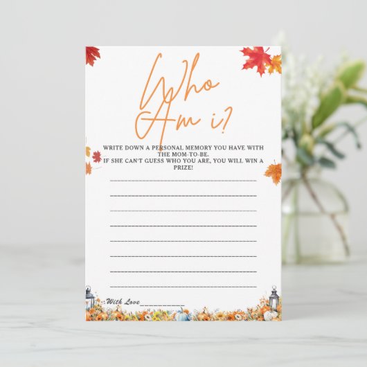 誰が私の赤ちゃんシャワーのゲーム小さなカボチャ 招待状 (スタンド正面)