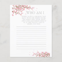 誰が私はメモリ推測ブライダルシャワーゲームカード