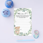 誰が私は緑の赤ちゃんシャワーゲームカードを負担 チラシ (シングル)