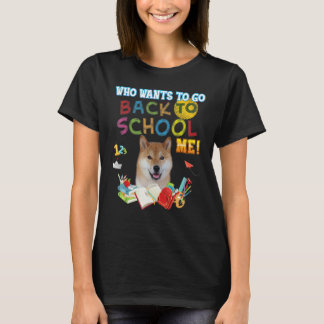 誰が私を学校に戻りたい柴犬犬の子供S Tシャツ
