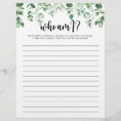 誰が私ユーカリブライダルシャワーゲーム (正面)