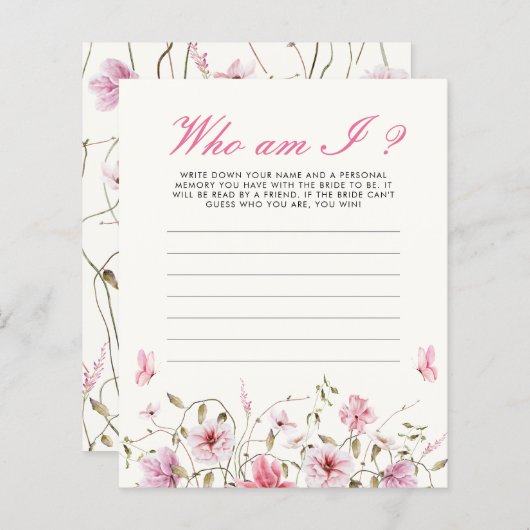 誰が私蝶ブライダルシャワーゲーム (正面/裏面)