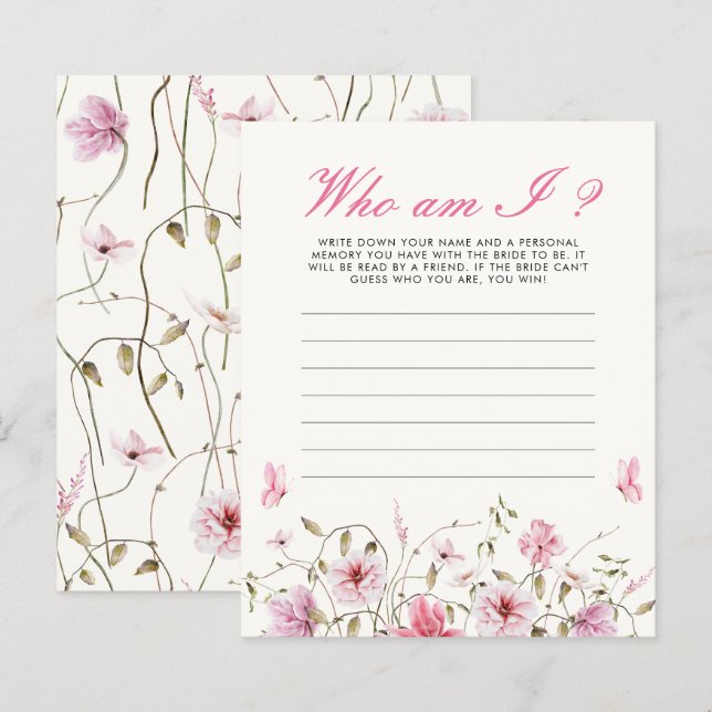 誰が私蝶ブライダルシャワーゲーム (正面/裏面)