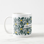 誰が緑の花で週末を愛している コーヒーマグカップ (左)