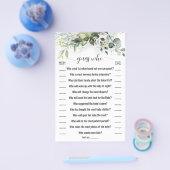 誰が緑の赤ちゃんシャワーのゲームカード チラシ (シングル)