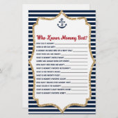 誰が航海のママの赤ちゃんシャワーのゲームを知っている 便箋 (正面/裏面)