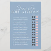 誰が花嫁または花婿ブルーのブライダルシャワーゲーム (正面)