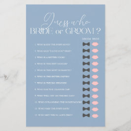 誰が花嫁または花婿ブルーのブライダルシャワーゲーム