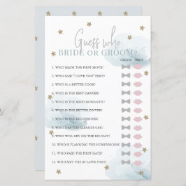 誰が花嫁または花婿ブルーのブライダルシャワーゲーム