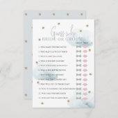 誰が花嫁または花婿ブルーのブライダルシャワーゲーム 招待状 (正面/裏面)