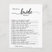 誰が花嫁を一番よく知っている？ 結婚前パーティーのゲーム ポストカード (正面)