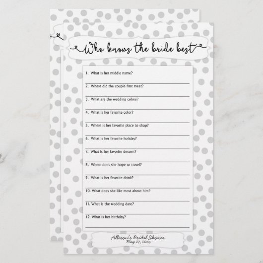 誰が花嫁を知っている彼は彼女は灰色の白を言った3983 (正面/裏面)