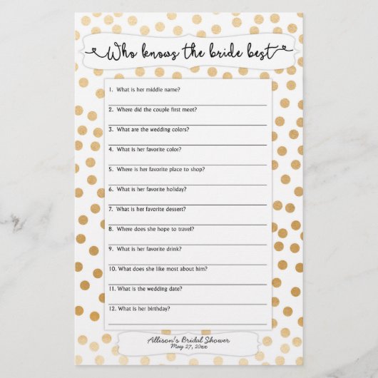 誰が花嫁を知っている彼は彼女は言った金ゴールドドット3983 (正面)