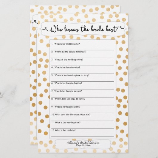 誰が花嫁を知っている彼は彼女は言った金ゴールドドット3983 (正面/裏面)